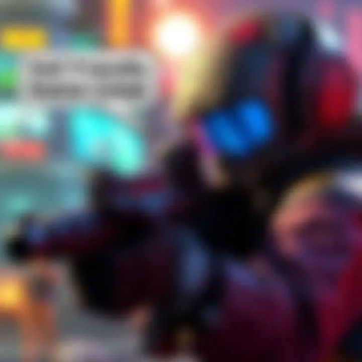 A character in a video game says a friendly voice line while aiming a weapon, promoting a non-hostile interaction.