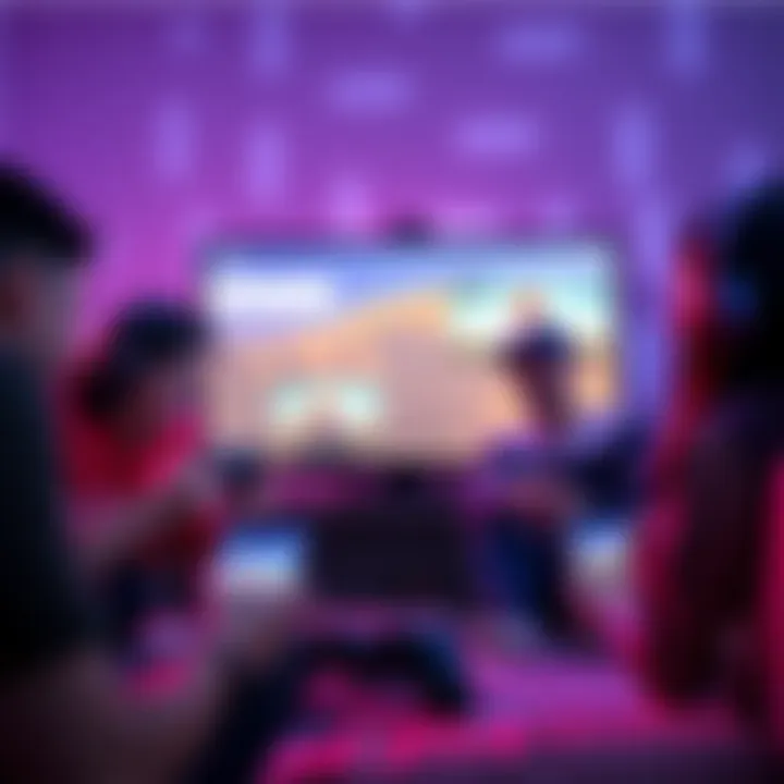 Group of friends enjoying a co-op video game together over a video call from different locations