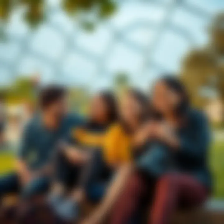 A group of friends smiling and sharing a moment at a park, highlighting the joy of spending time together