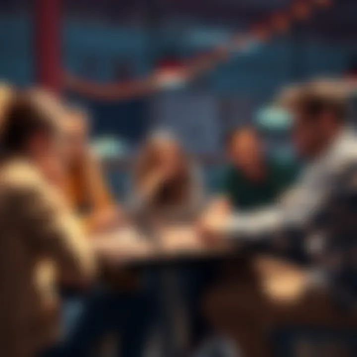 A group of friends discussing ideas and strategies for a tabletop game during a session 0