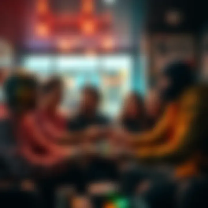 Group of friends laughing and enjoying a game of Mortal Kombat 11 at a youth hostel