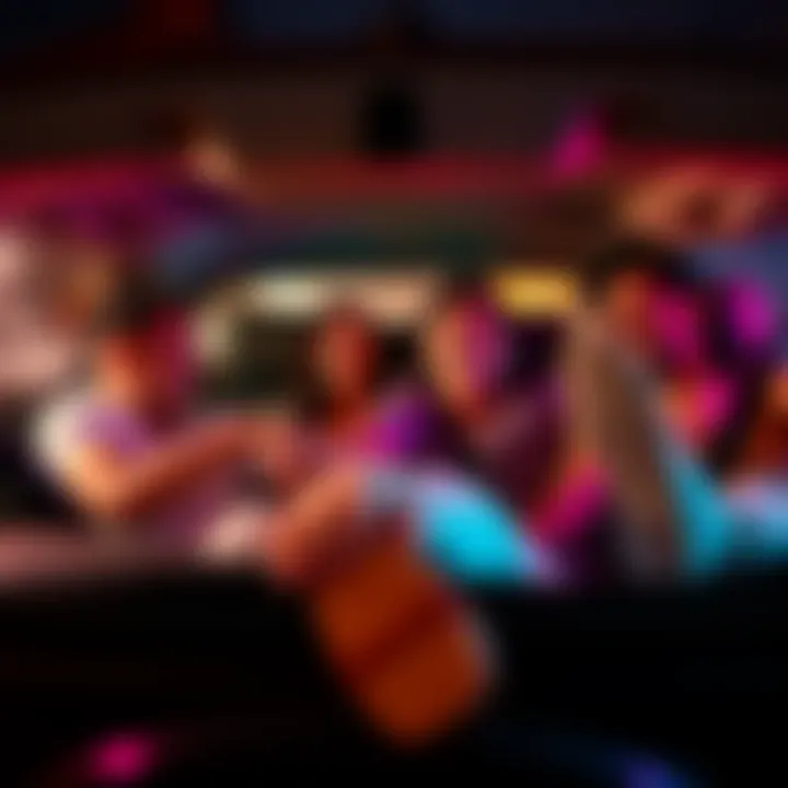 A group of friends sitting in a car, laughing and enjoying a light-hearted moment while hot boxing. Smoke fills the air, creating a fun and relaxed atmosphere.