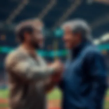 Two friends arguing over whether a key sports shot would have scored without interruption