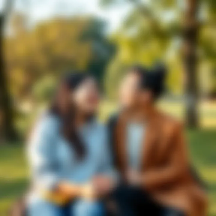 Two Friends Enjoying Time Together A pair of friends laughing and sharing a moment in a park, symbolizing friendship and companionship.