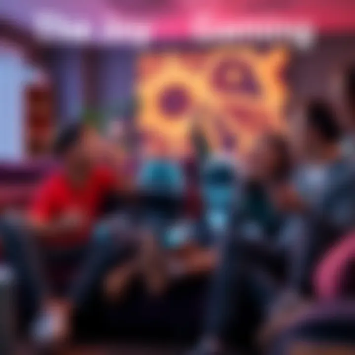 A group of friends playing Astro Bot on a couch, smiling and cheering as they complete a level together.