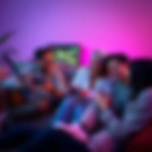 A group of friends playing video games on a couch, laughing and enjoying themselves after ranked matches