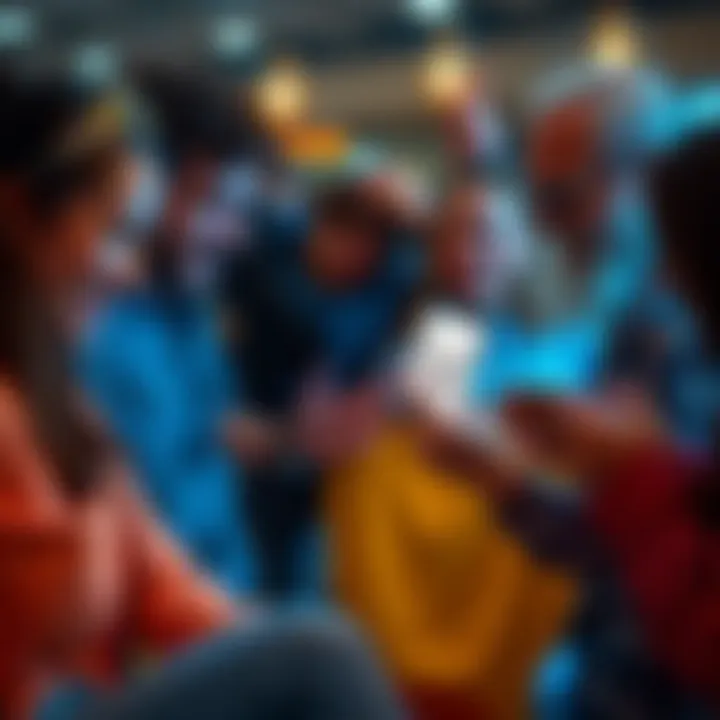 Friends Laughing at a Meme A group of friends laughing together while looking at a funny meme on a phone