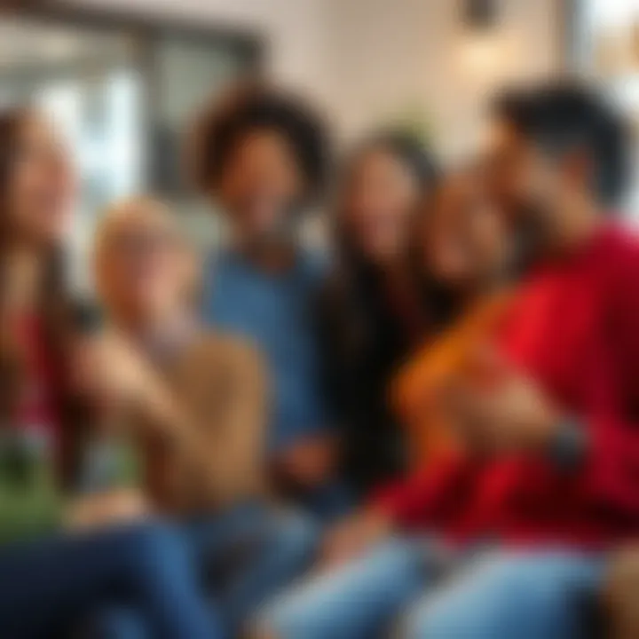 A diverse group of friends sharing a laugh in a casual setting, showcasing the power of humor in building connections.