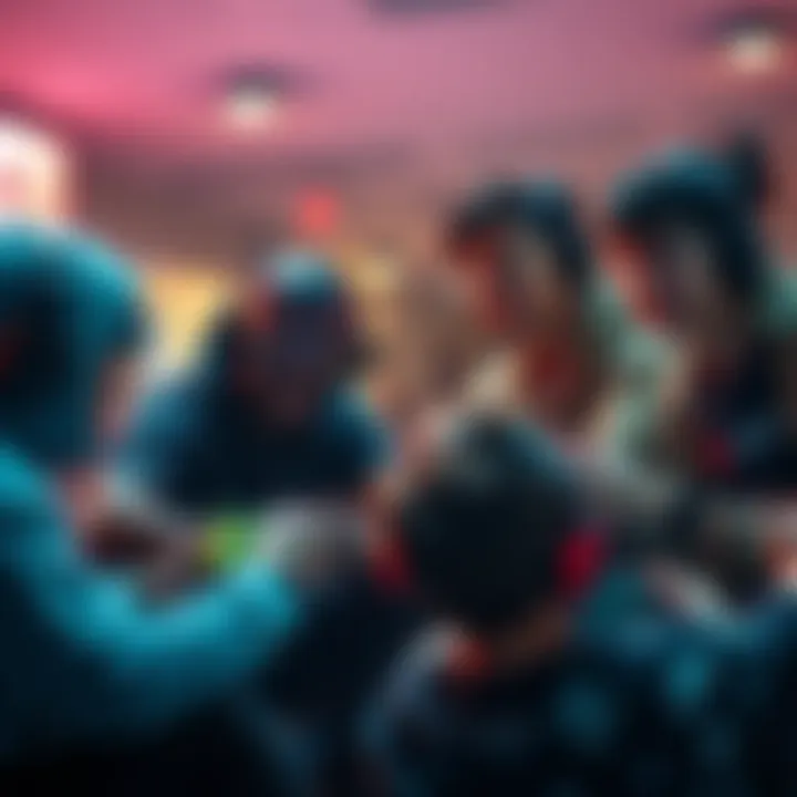 Group of friends coordinating while playing Call of Duty Mobile, focused on winning together