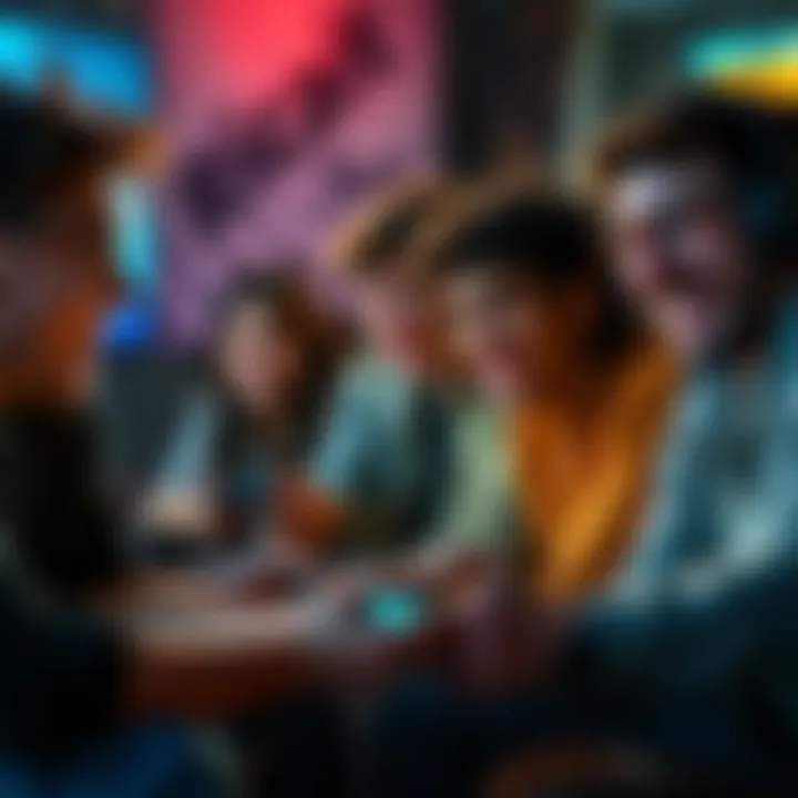 A group of friends laughing and playing multiplayer games on their devices, enjoying the thrill of gameplay without spoilers