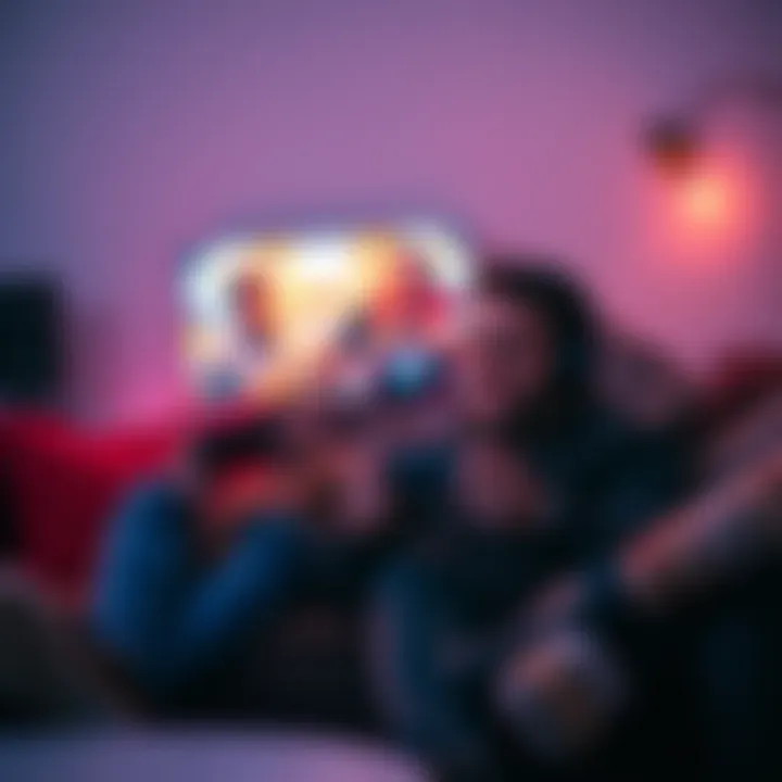 Two friends enjoying a split-screen video game together on a couch with controllers in hand