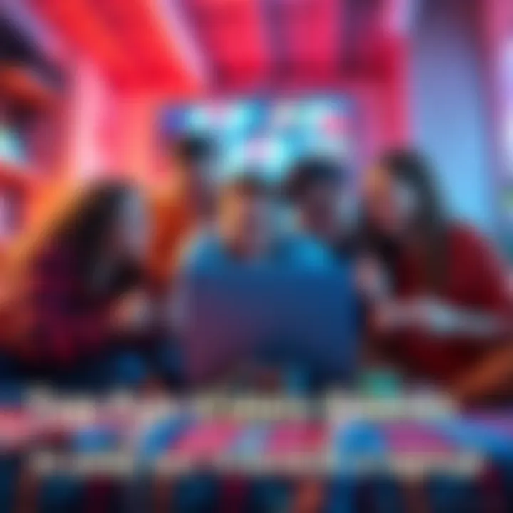 A group of friends gathered around a laptop enjoying fun video games