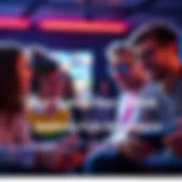 Four friends enjoying a video game session, focused and having fun while discussing their strategies.