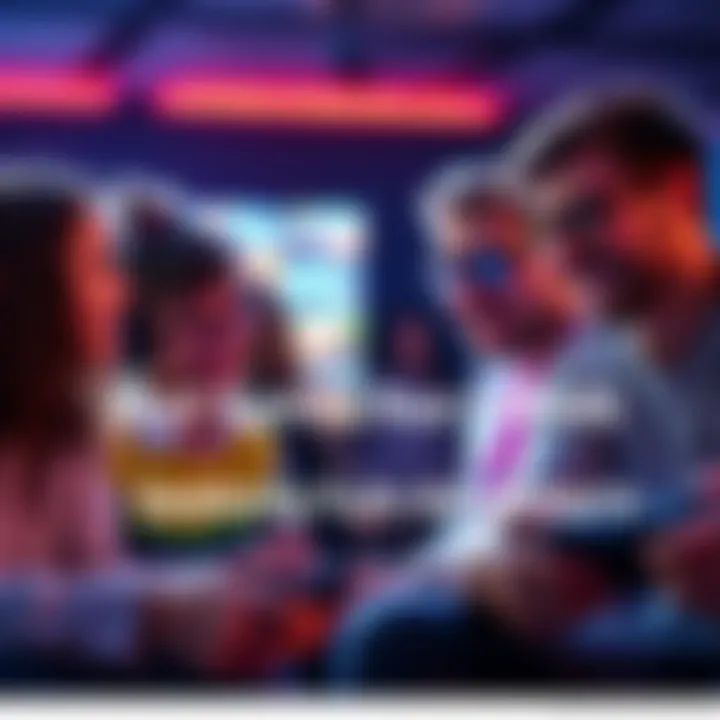 Four friends enjoying a video game session, focused and having fun while discussing their strategies.