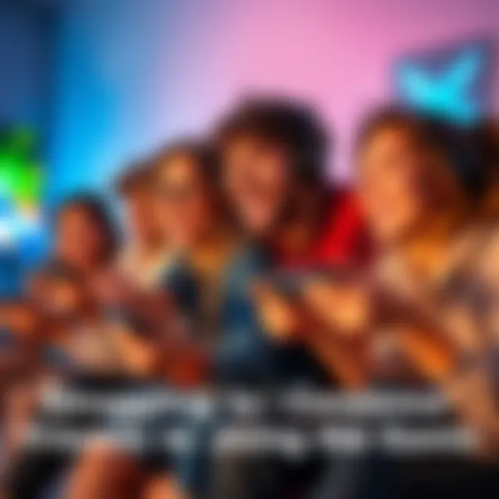 A group of friends enthusiastically playing video games, showcasing their excitement and teamwork, with game controllers in hand and smiles on their faces.