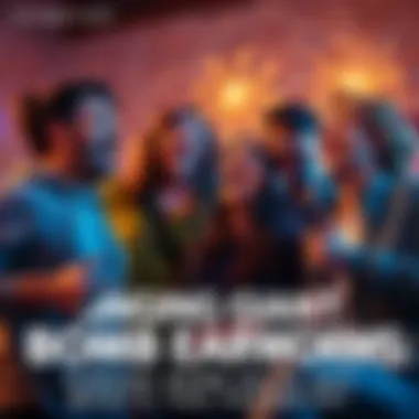 A group of friends joyfully singing catchy phrases from Giant Bomb, enjoying their time together