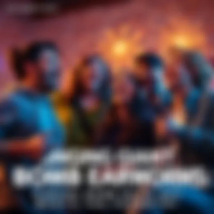 A group of friends joyfully singing catchy phrases from Giant Bomb, enjoying their time together