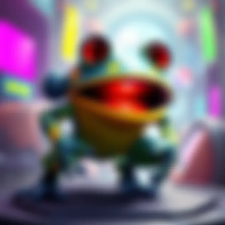 A colorful and lively depiction of the FROG Unit, showcasing its unique design as a playful enemy in the game Haven Trooper.