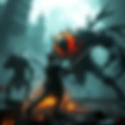 FromSoftware Game Combat Scene A player character engages in intense combat with a formidable enemy in a dark fantasy environment.