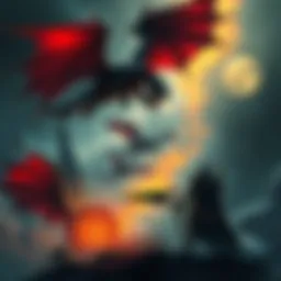 Concept art showcasing a new fantasy world with dragons and knights, hinting at a new game by FromSoftware