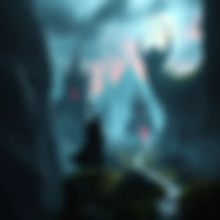 Artwork featuring a fantasy landscape with dark, mysterious elements and hints of new game designs from FromSoftware.