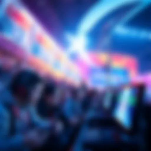 Gamers participating in speedrunning at Frost Fatales 2026, with a crowd cheering and charity banners in the background.