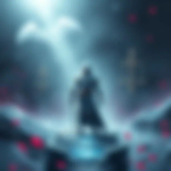 Frost Harka stands at a crossroads, contemplating the decision to protect or punish, surrounded by symbols of justice and guardianship.