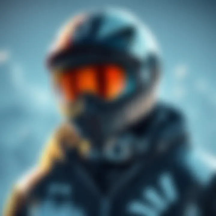 A person wearing Frost's signa and helmet, showcasing the unique design and style of the gear.