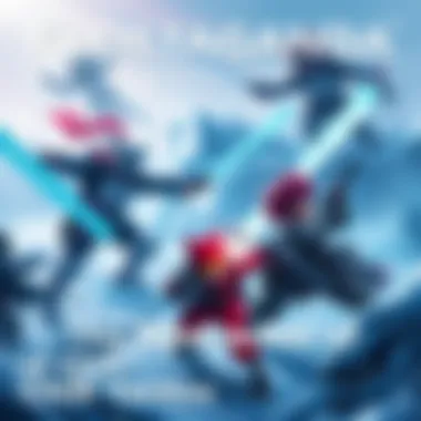 A creative gaming scene showing characters using icy tactics in a strategic gameplay setting