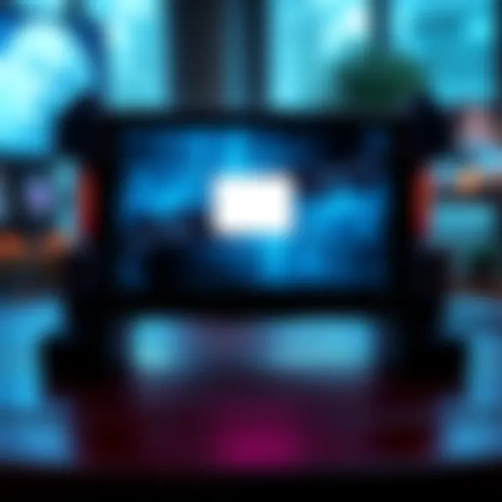 A Steam Deck with a stuck screen showing an unresponsive interface, indicating a frozen device.