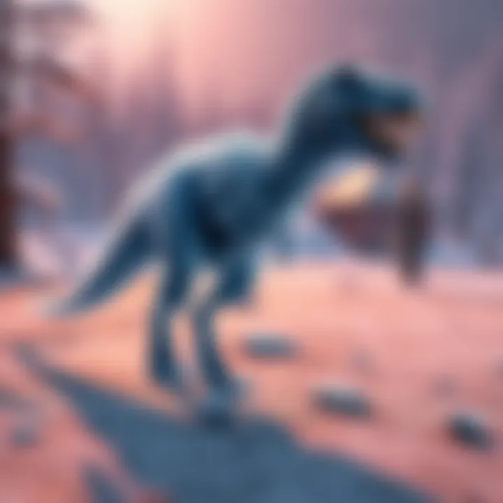 Frozen Velociraptor in Game A frozen velociraptor stands still in a game setting after a player respawns, creating a glitchy scene.