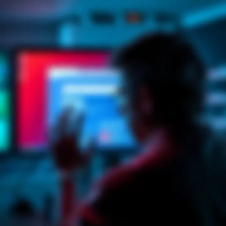 A person looking at a computer screen showing a Bing search page with a message indicating a 30-minute wait