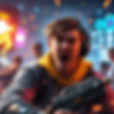 A gamer looks overwhelmed by a powerful Area of Effect attack in an action RPG set, with colorful effects around them and their character in distress.