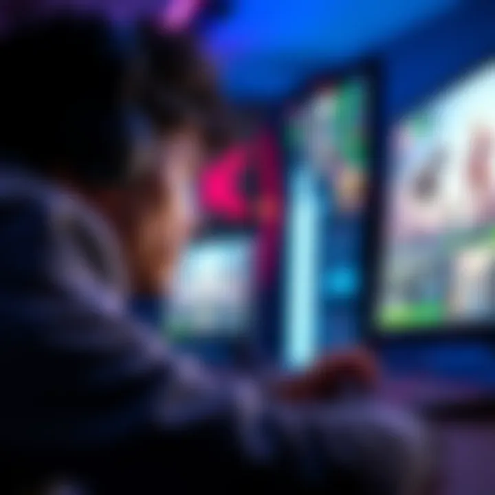 A player visibly frustrated at their gaming setup, staring at the screen with challenging game graphics, showing a difficult joint they keep failing at.