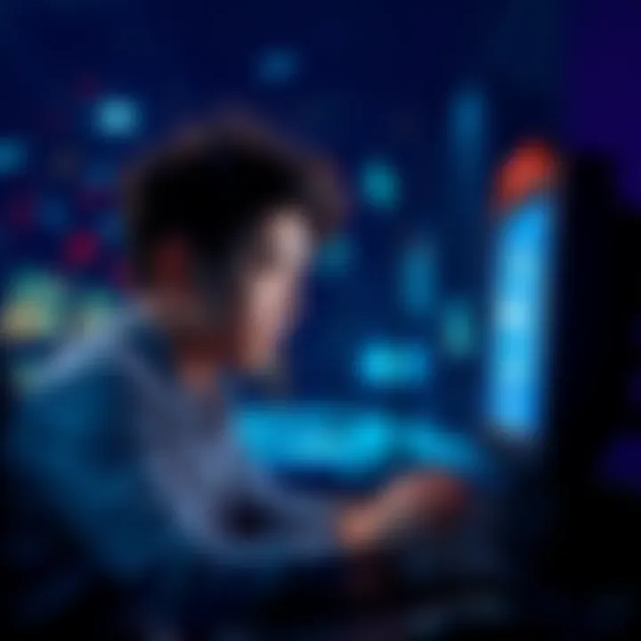 A gamer showing frustration while playing a video game, with a chaotic screen and a visible loss indicator