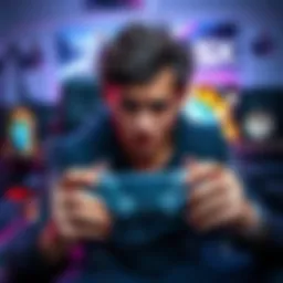 A gamer showing frustration while holding a PlayStation controller, expressing disappointment over unpatched game controls, with a gaming setup in the background.