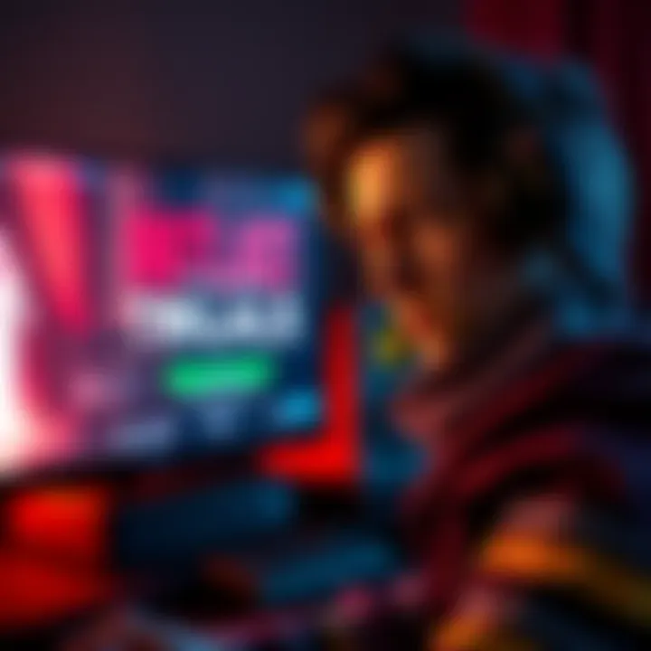 A gamer looks confused at a download screen showing Outlast Trials as free but unavailable, with a gaming setup in the background.