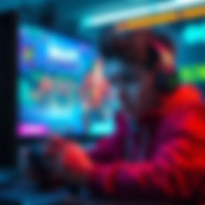 A gamer looking frustrated while playing a video game, with character designs on screen that seem challenging and unfair.