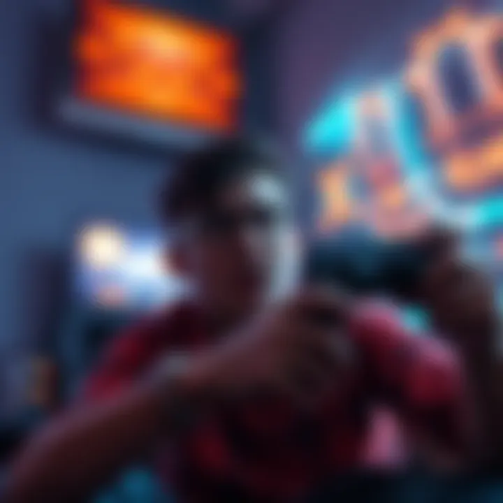 A gamer looking frustrated while playing on a Firestick 4K, showing lag on the screen