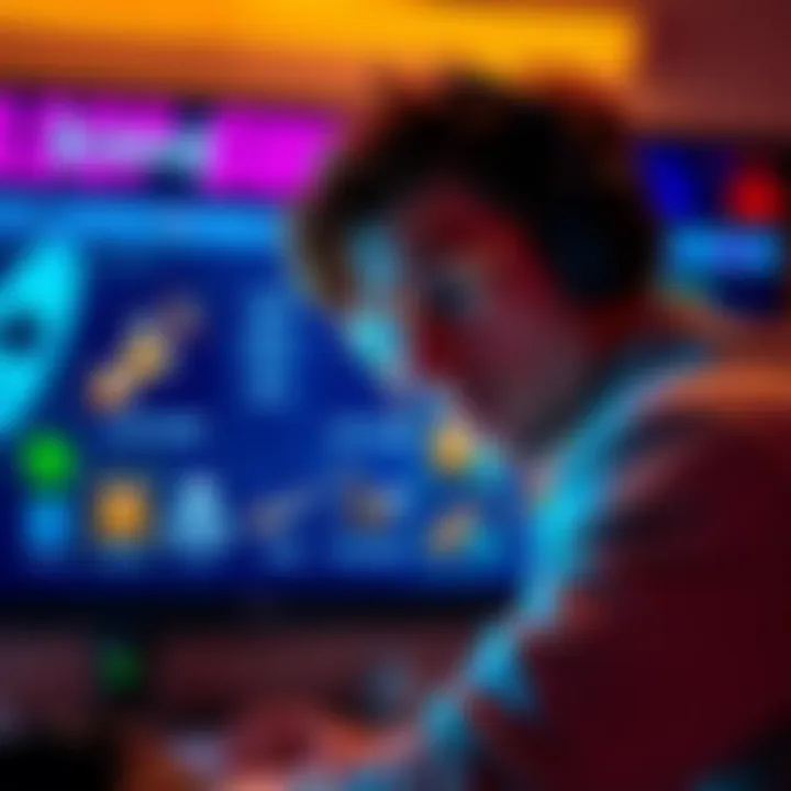 Frustrated Gamer with Loadout Screen A gamer looks puzzled at a loadout screen in a video game, showing various customization options that can't be equipped.