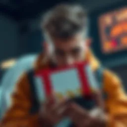 A gamer looking disappointed while holding a lootbox with a sad expression