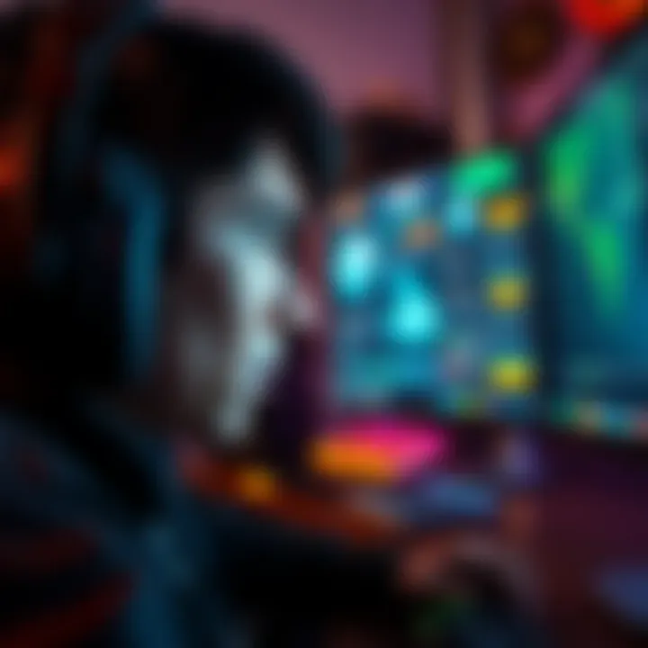 A gamer with a frustrated expression staring at a computer screen showing low FPS numbers in a game