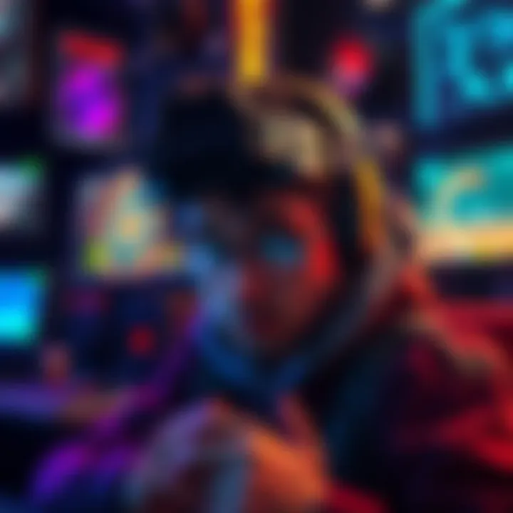 A gamer looking frustrated while playing Marathon, surrounded by virtual gear and graphics from the game