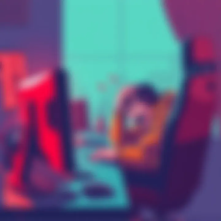 A frustrated gamer sitting at their computer, showing signs of stress while trying to farm St. Elmos in a game.