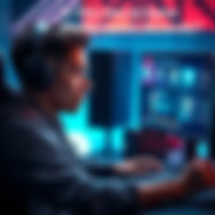 A gamer looking frustrated while reviewing a game on their computer with performance issues visible on screen