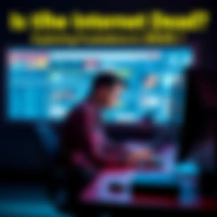 A person sitting at a desk, looking frustrated at a computer screen filled with ads and AI-generated content.