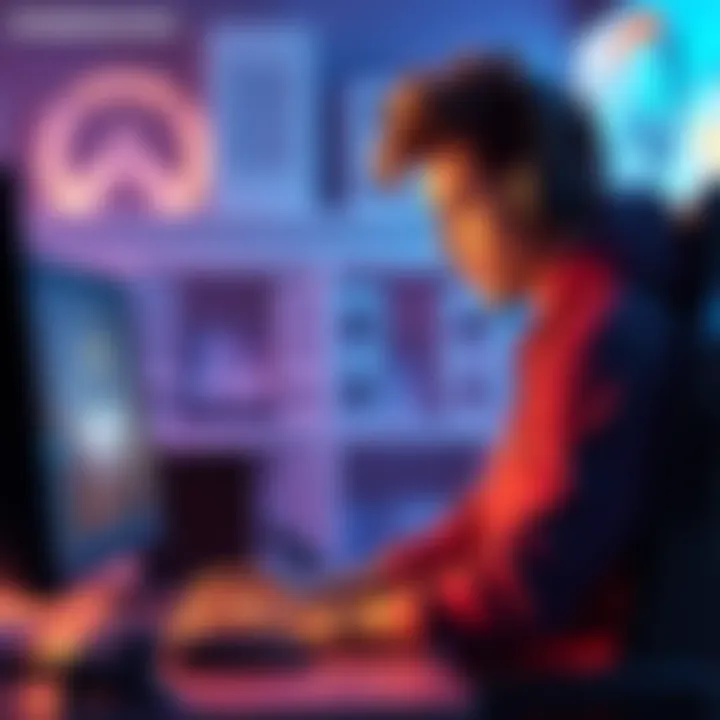 Frustrated Overwatch player at computer An Overwatch player showing frustration while playing at their computer, with a gaming headset on and a focused expression.