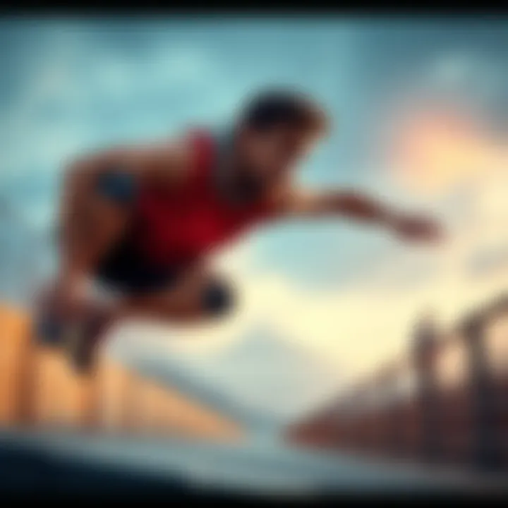 Athlete looking frustrated after a failed jump in parkour training