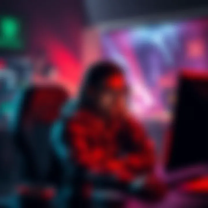 A dedicated Dota player sitting at a computer, looking overwhelmed by game updates and disconnections, reflecting a struggle to balance gaming with life responsibilities.
