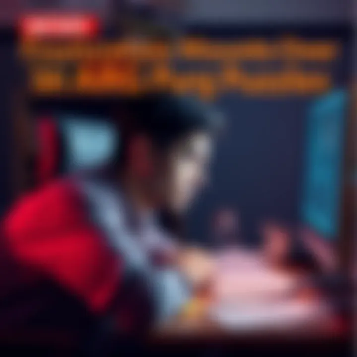 A person looking at a computer screen with a confused expression, surrounded by notes and papers about ARG puzzles, showing frustration of not being able to participate in the group